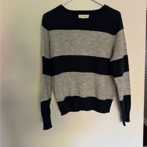 Treasure & Bond Navy and Light Gray Striped Sweater